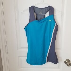 Nike Dri Fit Women's Racer Back Tank Top Blue Gray Built-in Bra * M Medium